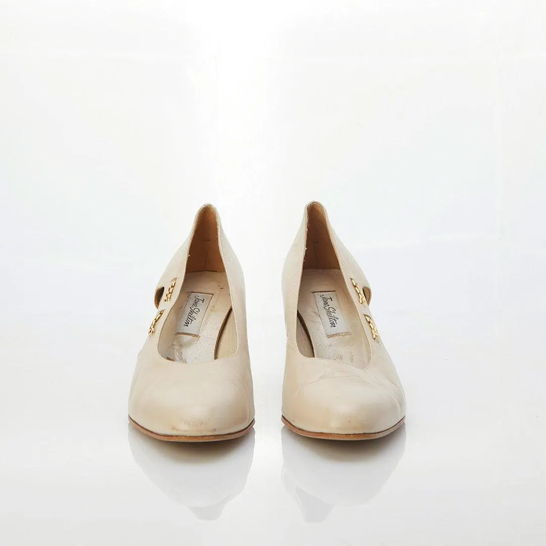 Jane Shilton Leather Cream Shoe UK Size 8 (EU41)