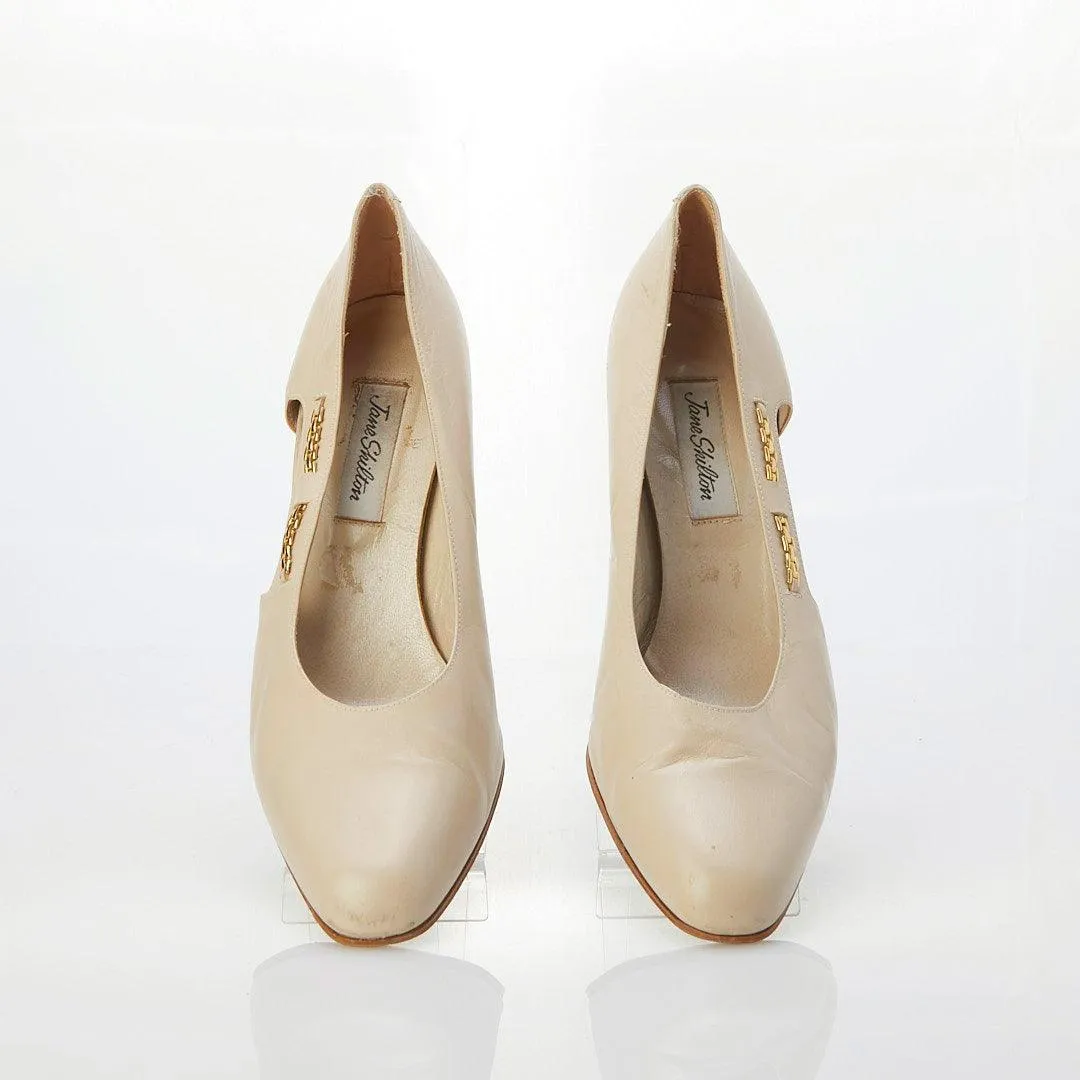 Jane Shilton Leather Cream Shoe UK Size 8 (EU41)