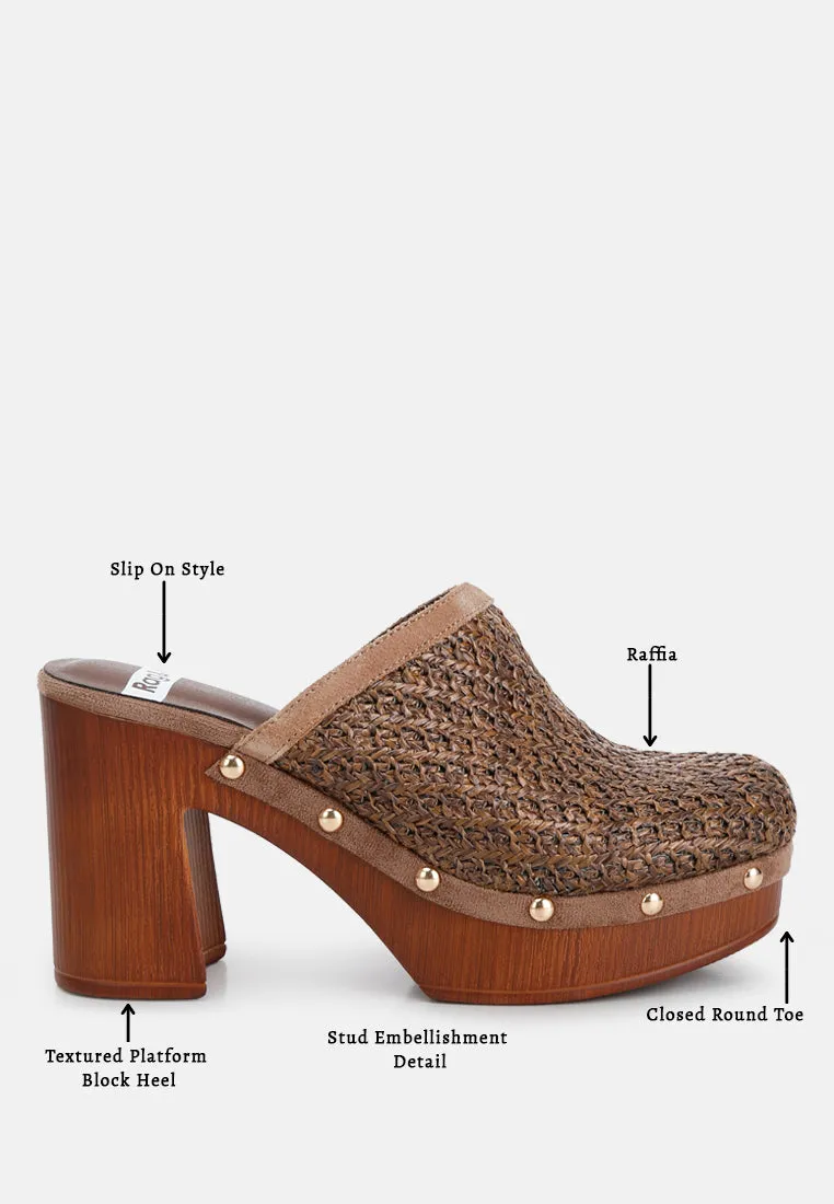 Jeydena Raffia Platform Clogs In Brown