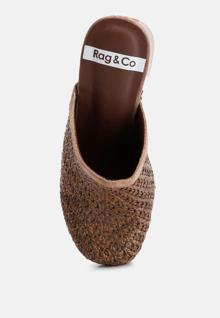 Jeydena Raffia Platform Clogs In Brown