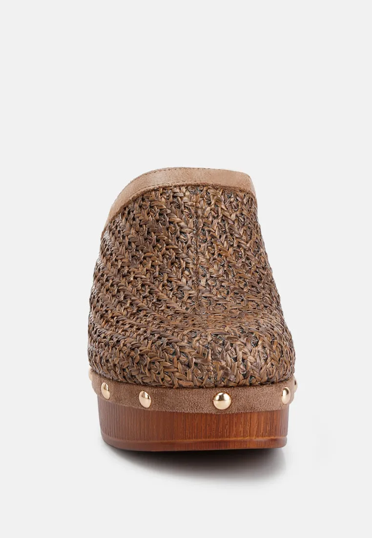 Jeydena Raffia Platform Clogs In Brown