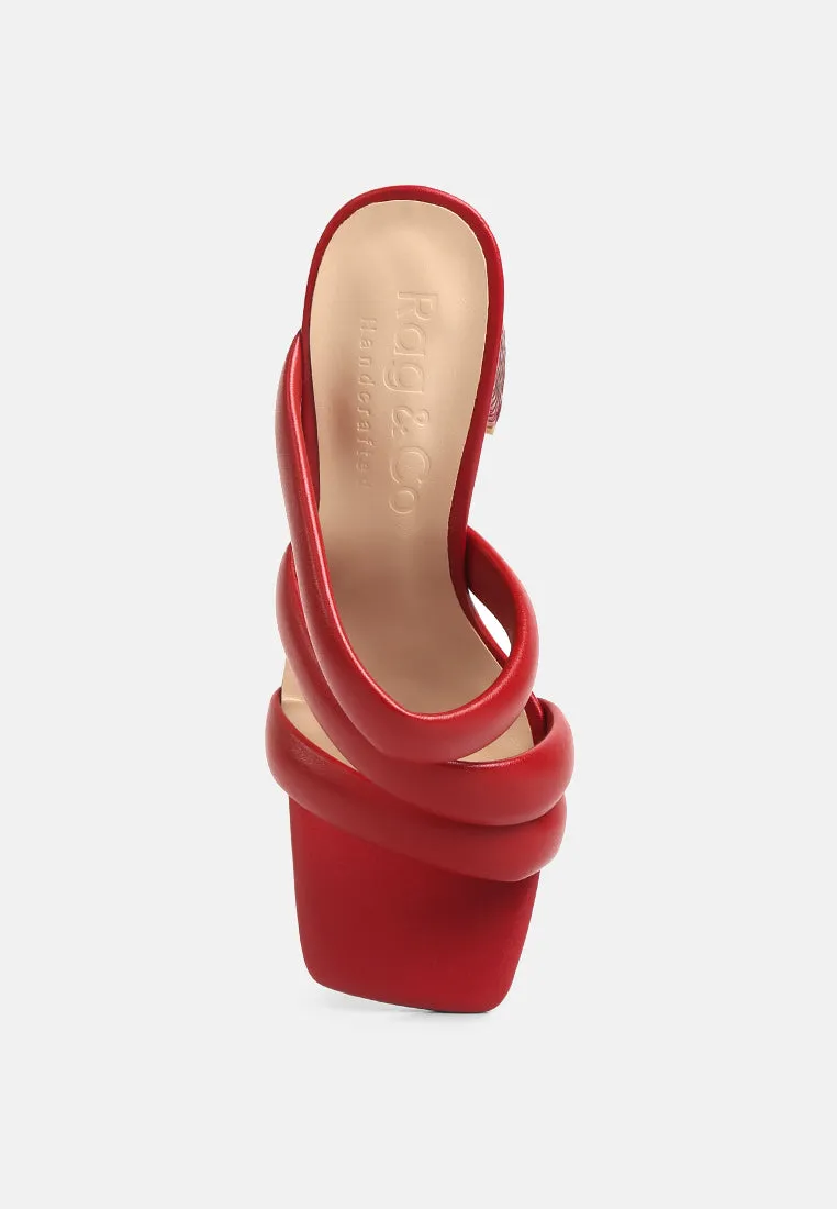 KYWE Red Textured Heel Chunky Strap Sandals