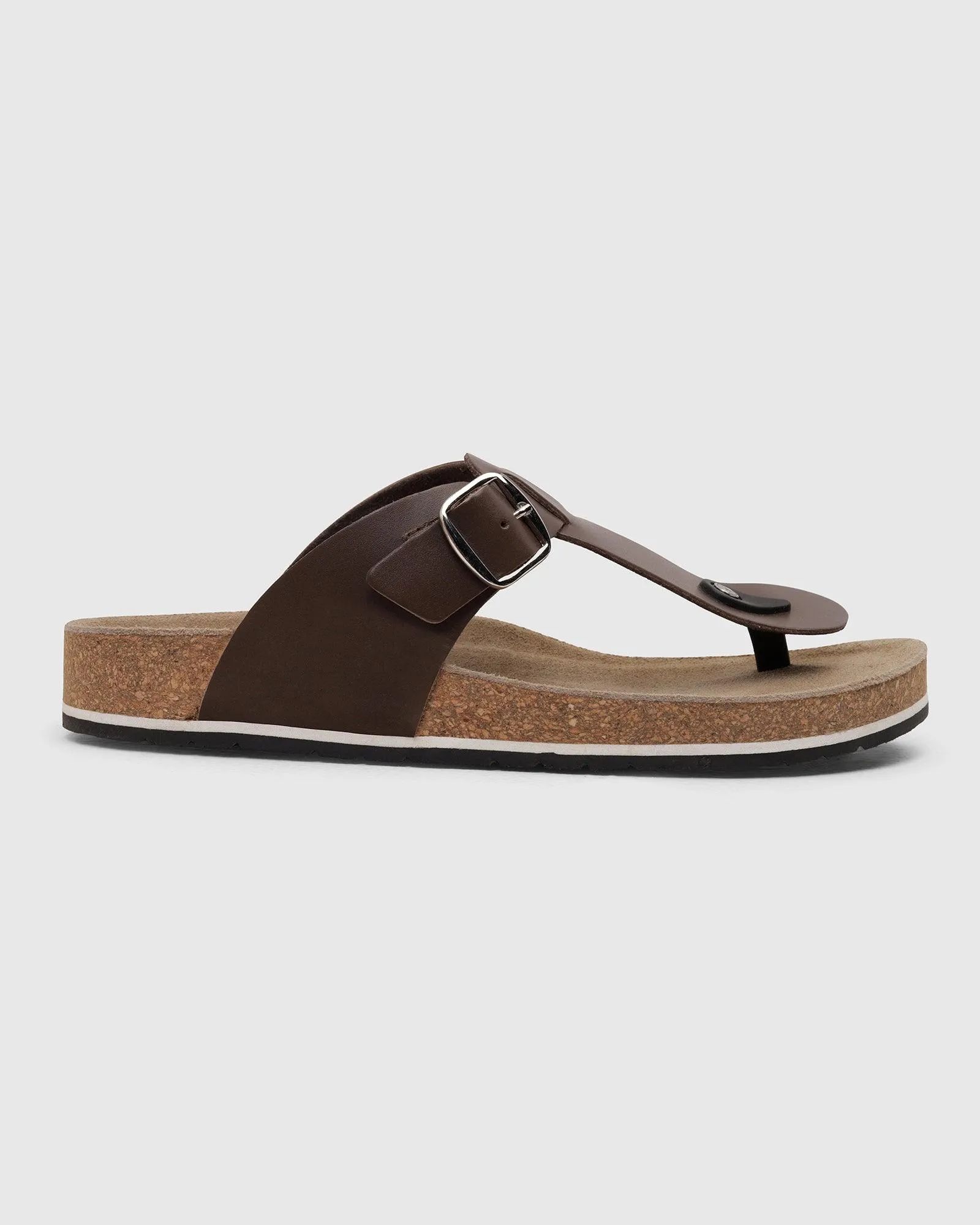 Leather Brown Solid Sandals - Sarmik