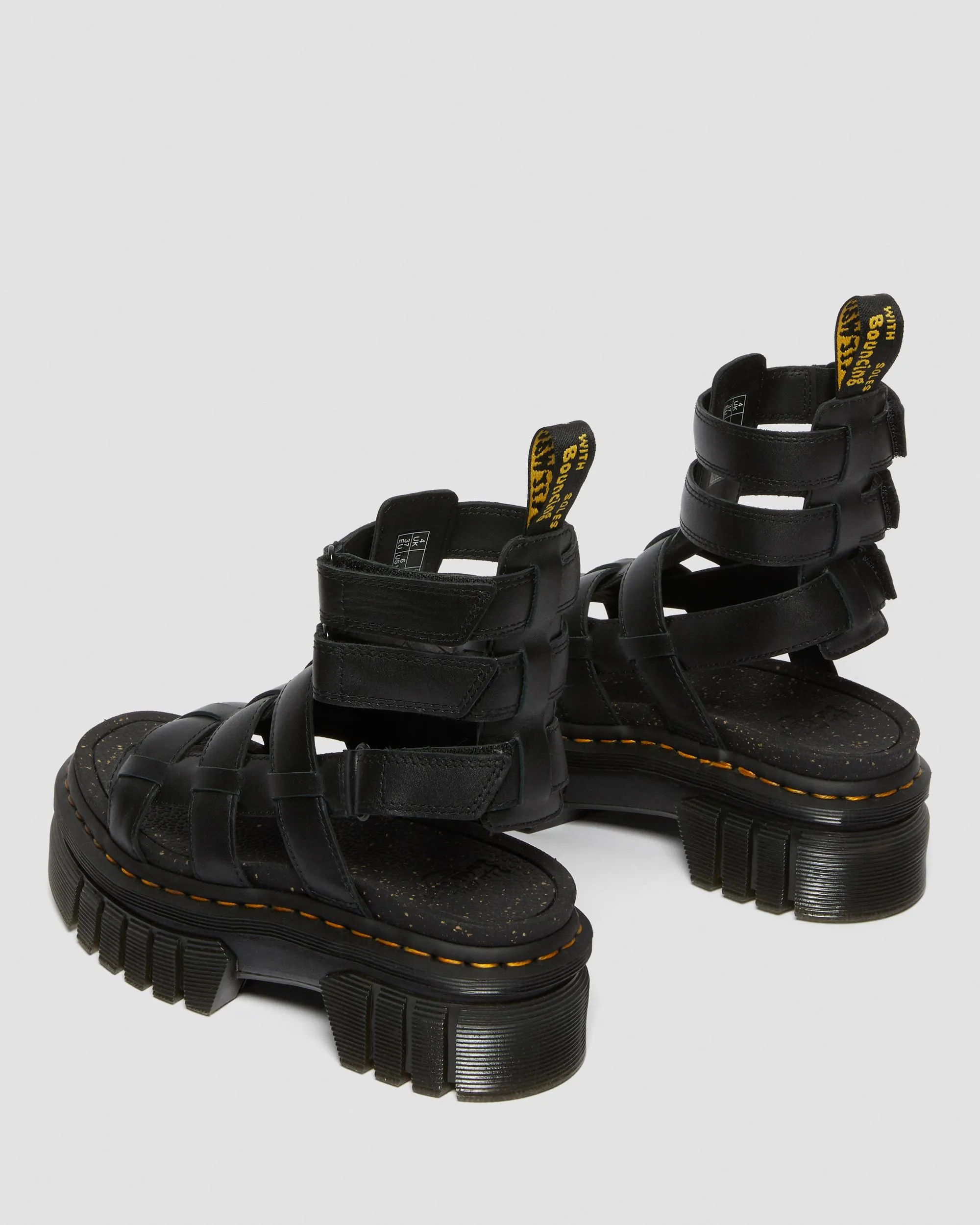 Leather platform gladiator sandals by Ricki Nappa Lux Dr. Martens