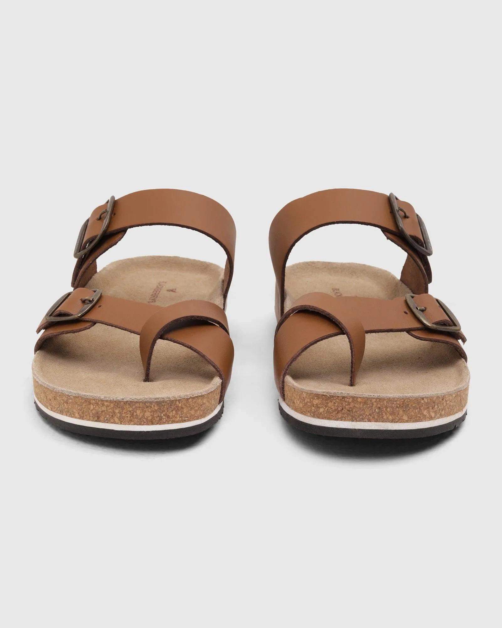 Leather Tan Solid Sandals - Sole