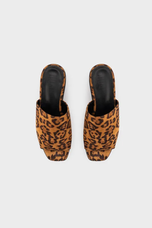 LEOPARD PRINT WEDGE HEEL SLIDE