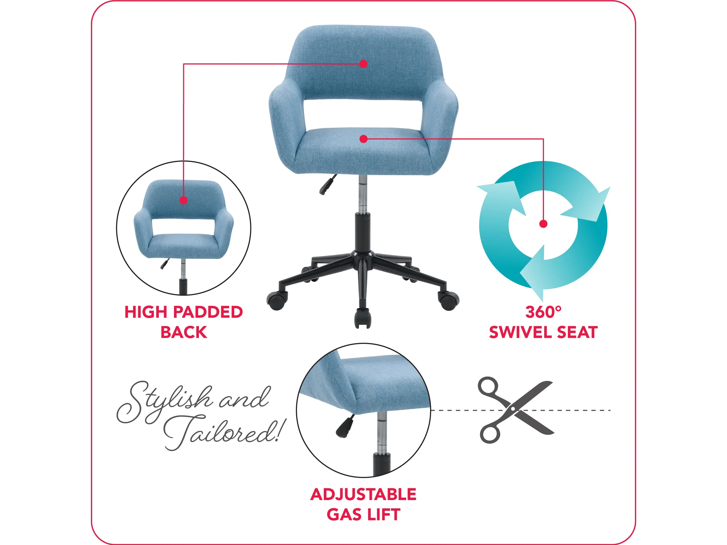 Light Blue Open Back Office Chair