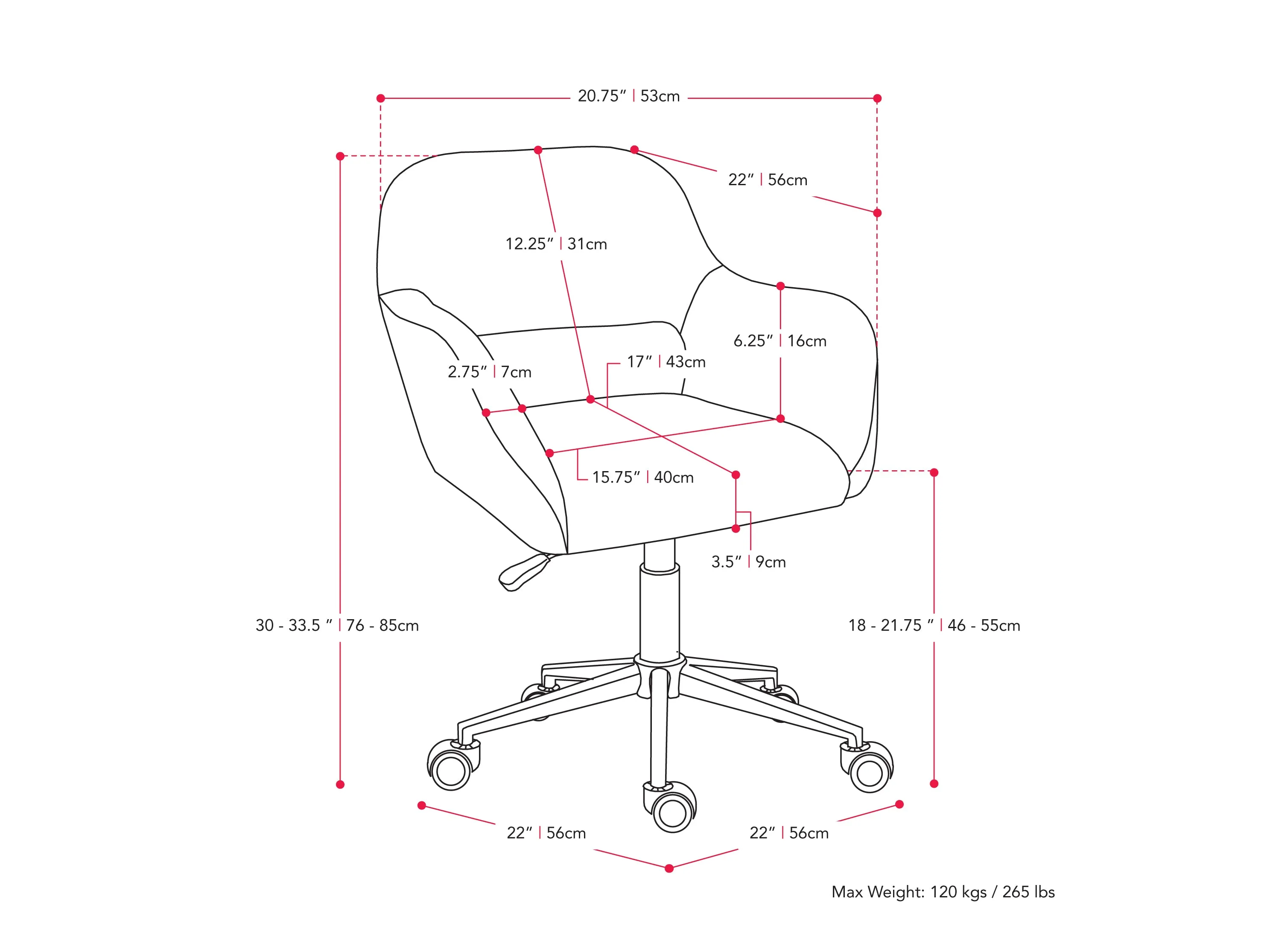 Light Blue Open Back Office Chair