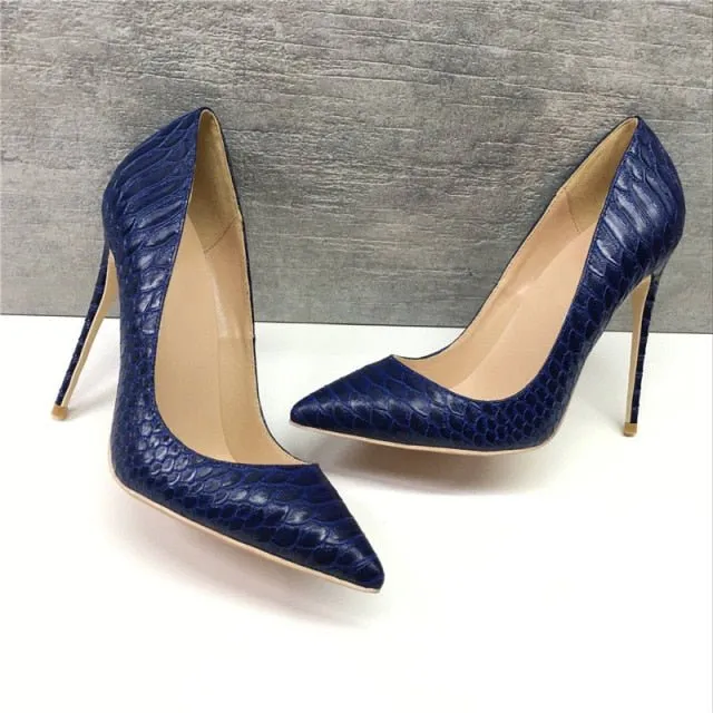 Luxe Croc-effect Pointed Toe Stiletto Pumps