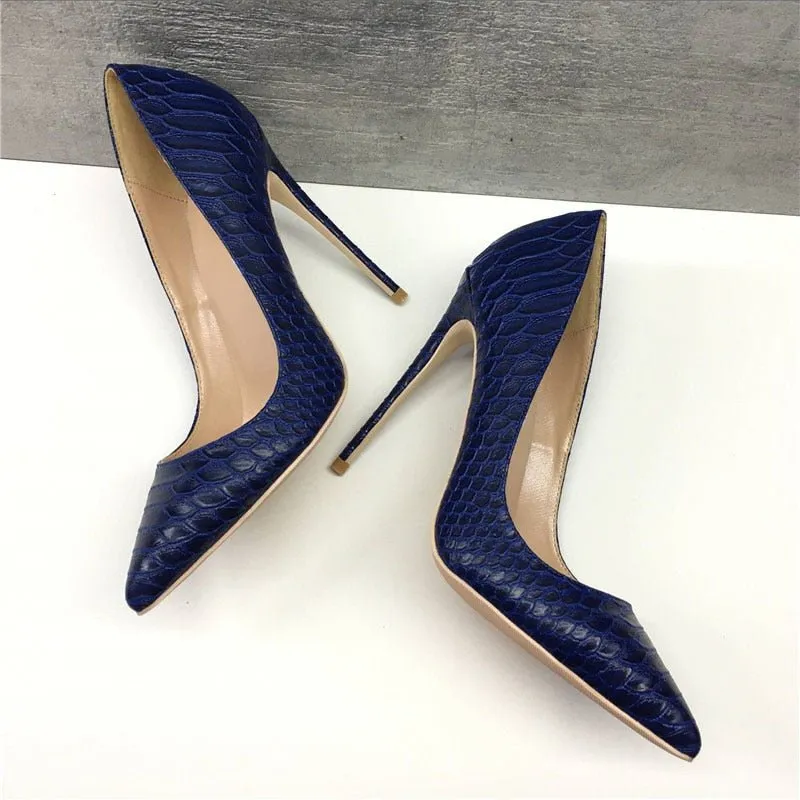 Luxe Croc-effect Pointed Toe Stiletto Pumps