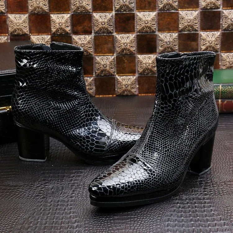 Luxe Serpent Pointed Toe High Heel Cowboy Boots