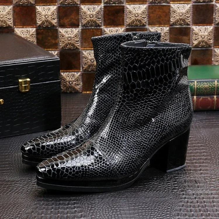 Luxe Serpent Pointed Toe High Heel Cowboy Boots