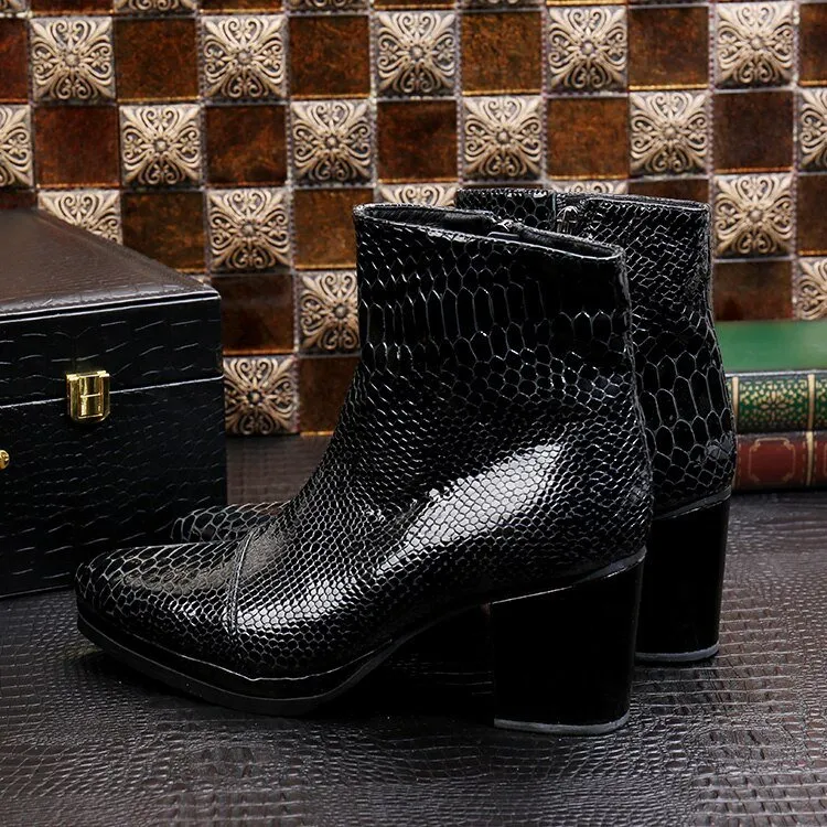 Luxe Serpent Pointed Toe High Heel Cowboy Boots