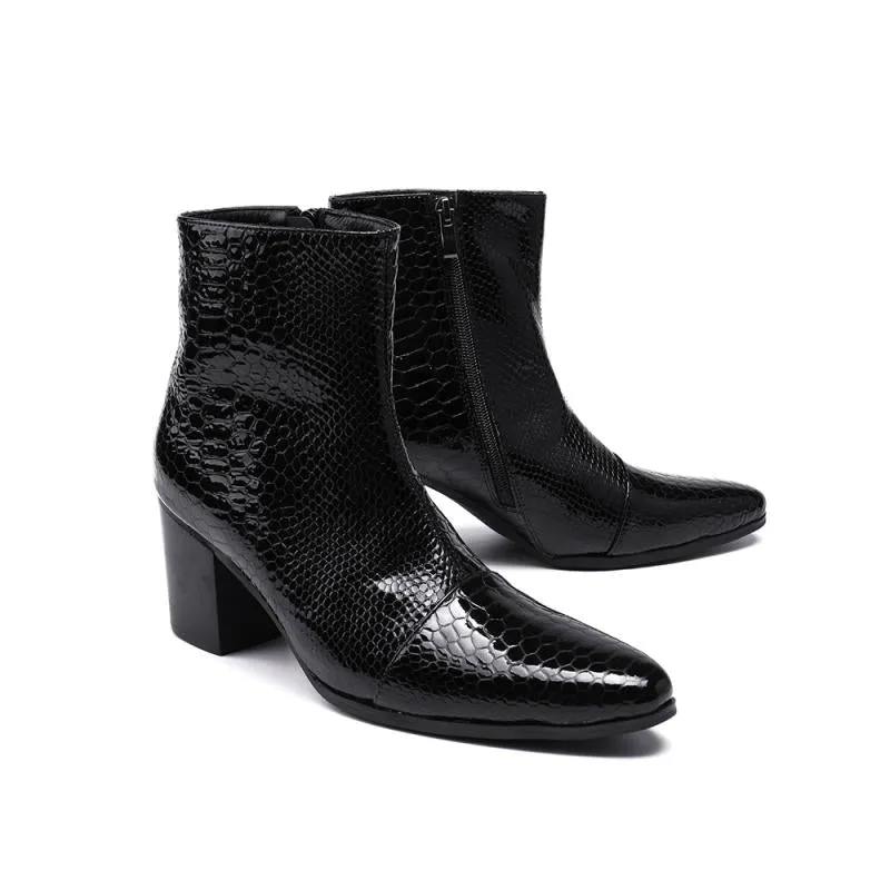 Luxe Serpent Pointed Toe High Heel Cowboy Boots