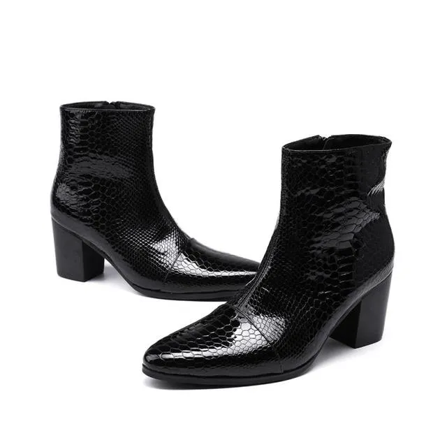 Luxe Serpent Pointed Toe High Heel Cowboy Boots