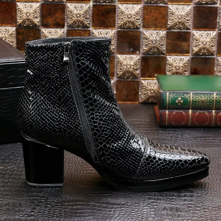 Luxe Serpent Pointed Toe High Heel Cowboy Boots