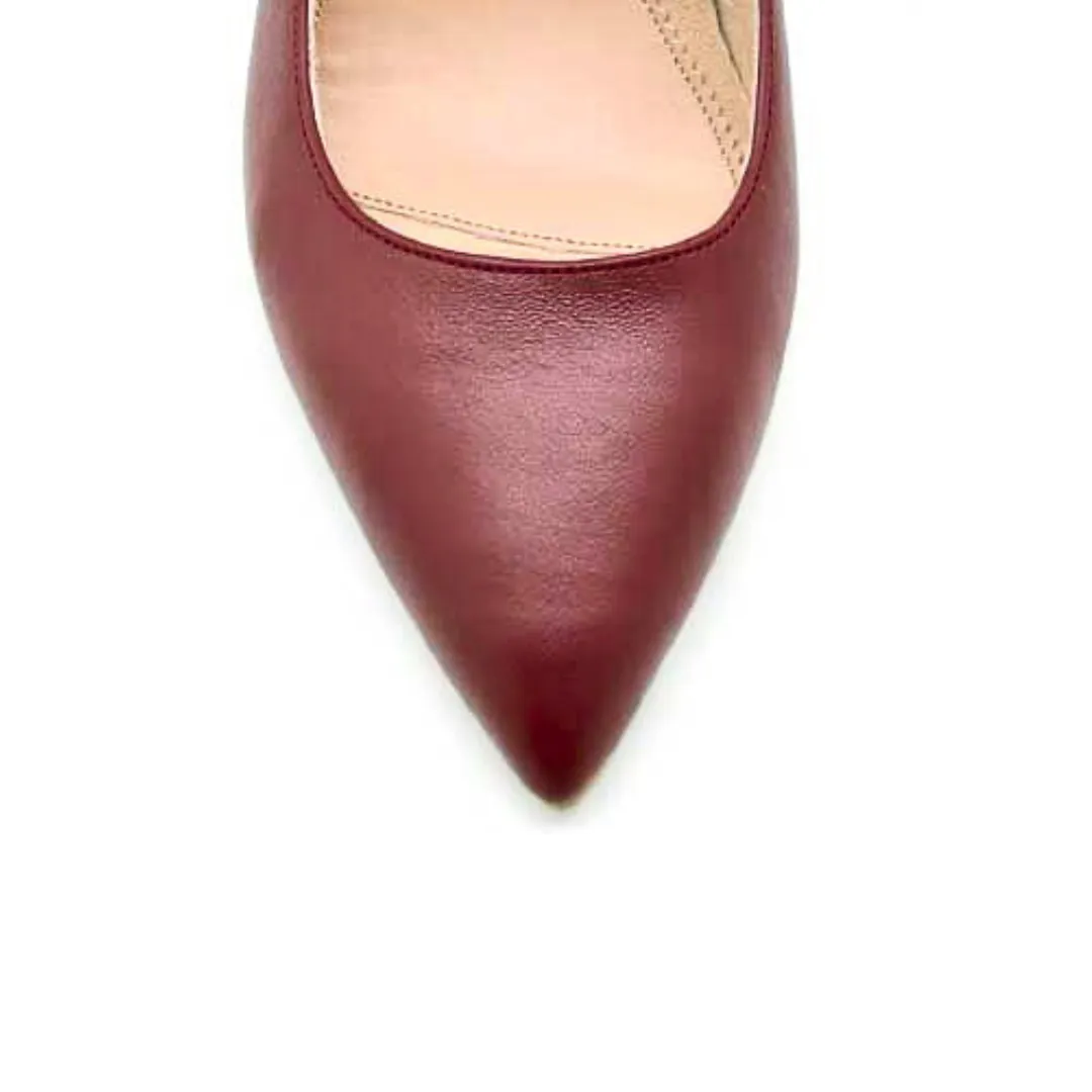 Midnight Maroon Leather Kitten Heel