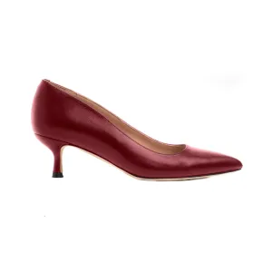 Midnight Maroon Leather Kitten Heel