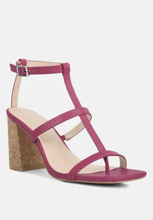 MIRABELLA Open Square Toe Block Heel Sandals in Fuchsia