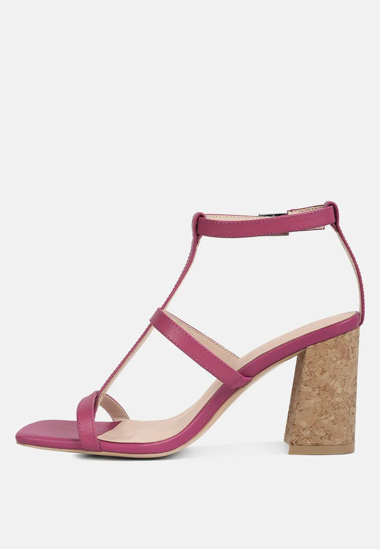 MIRABELLA Open Square Toe Block Heel Sandals in Fuchsia