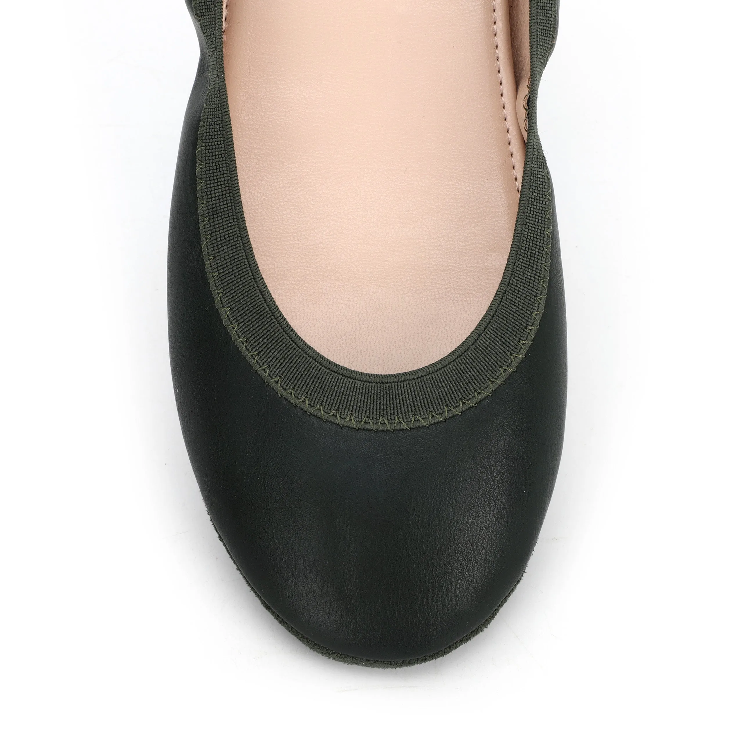 Nina Foldable Ballet Flat in Hunter Green Vegan