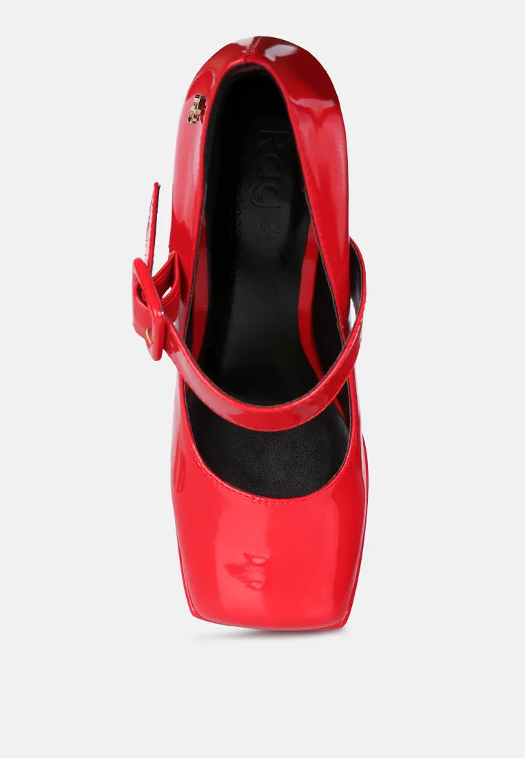 PABLO Red Statement High Platform Heel Mary Jane Sandals