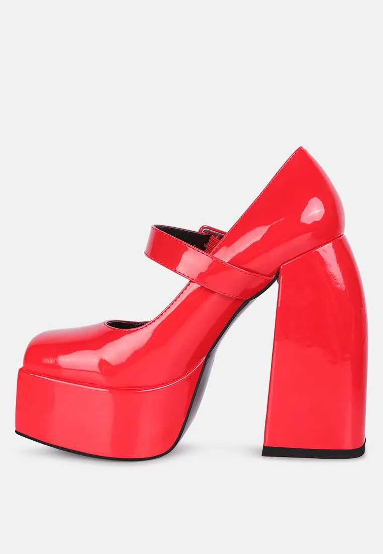 PABLO Red Statement High Platform Heel Mary Jane Sandals