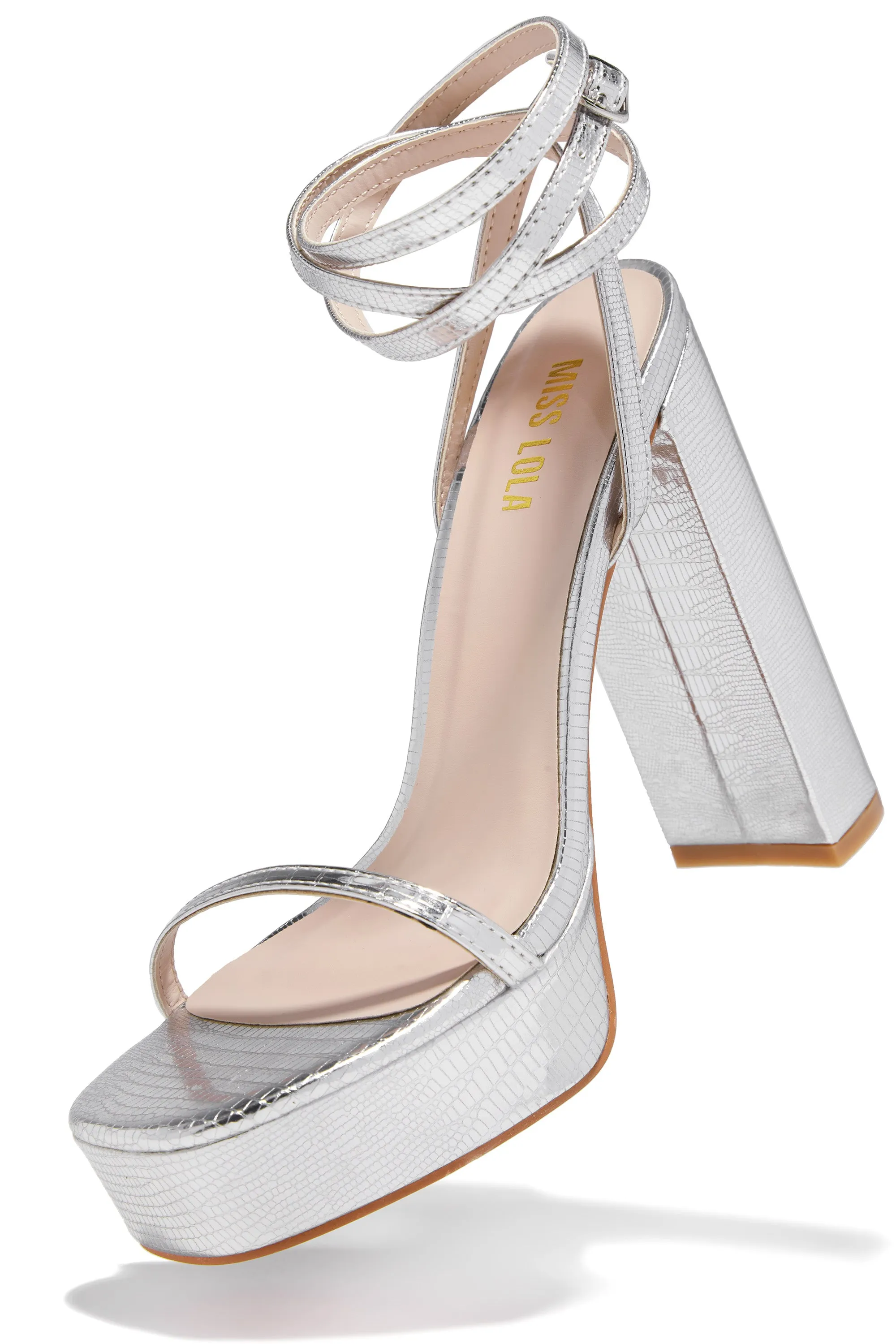 Paige Block High Heel Platforms - Silver