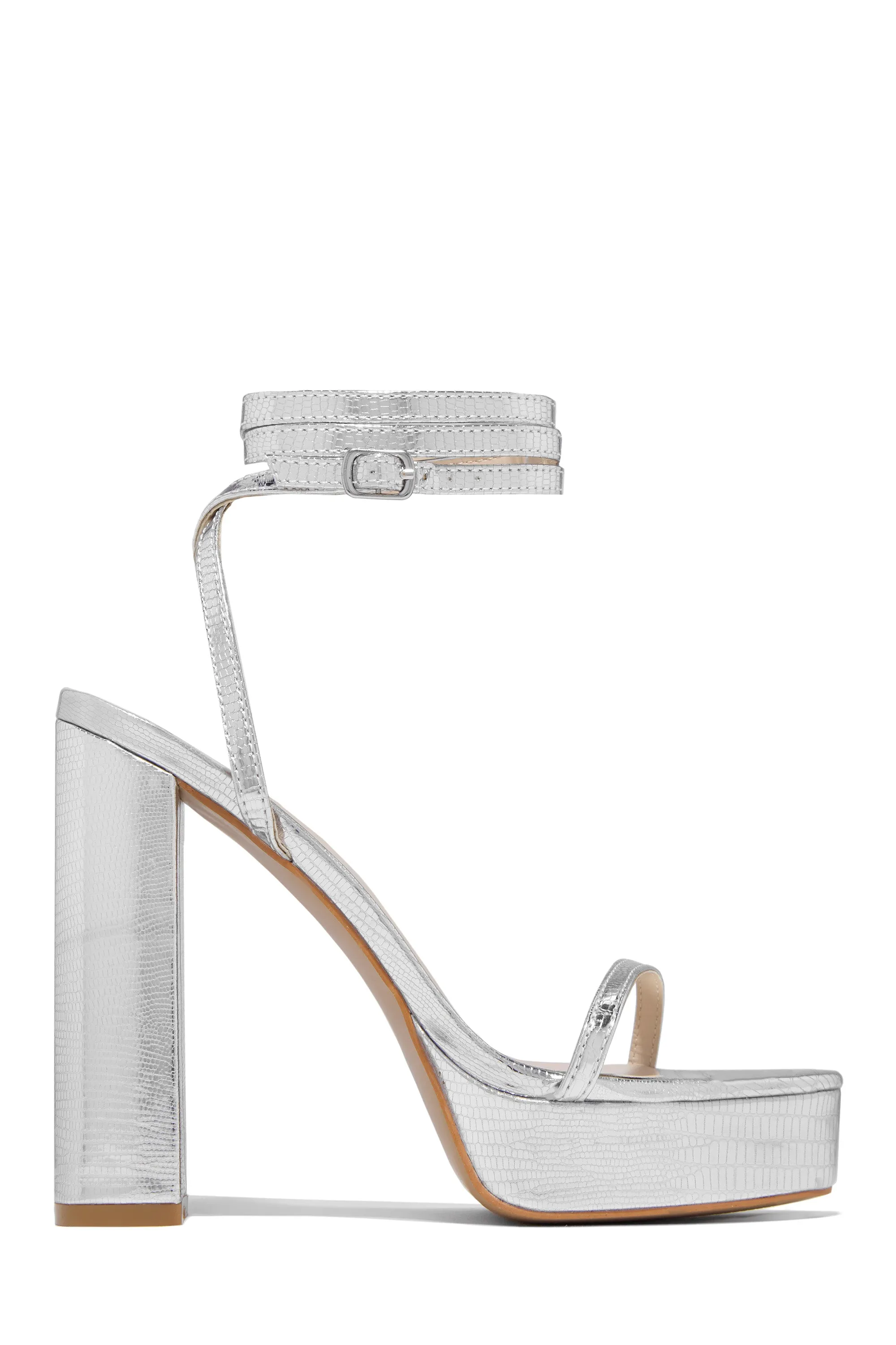 Paige Block High Heel Platforms - Silver