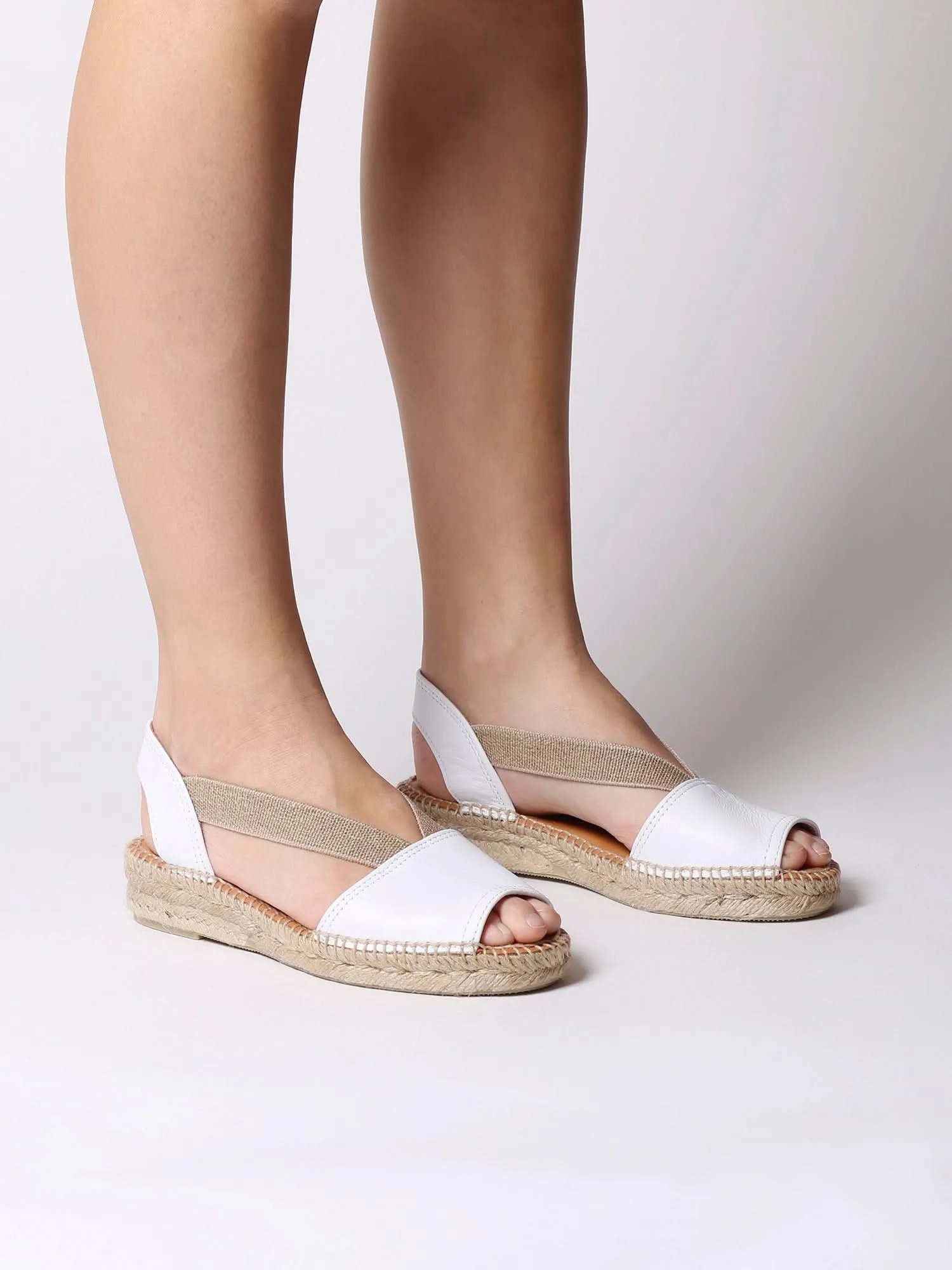 Plain Leather Wedge Espadrille for Women - Etna