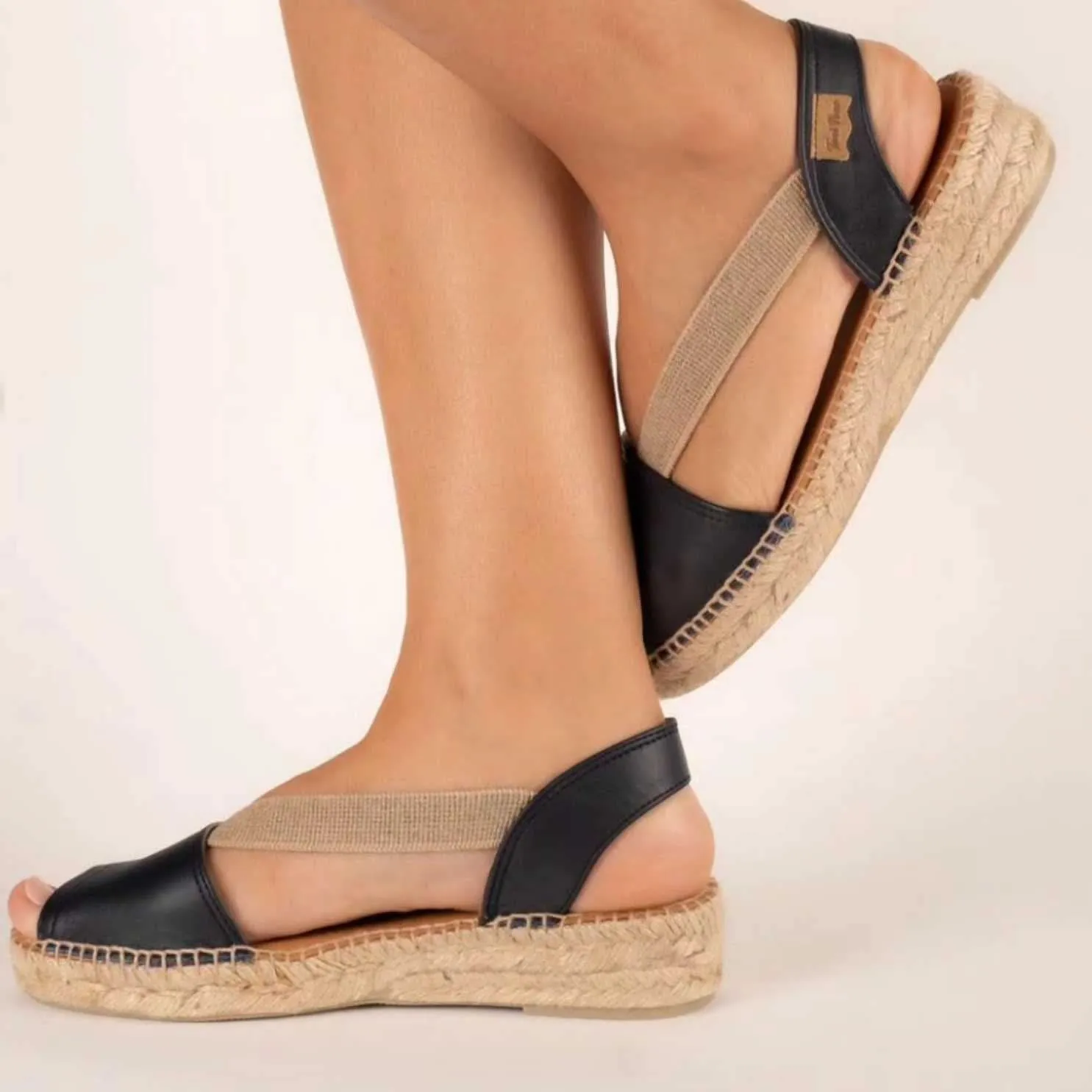 Plain Leather Wedge Espadrille for Women - Etna