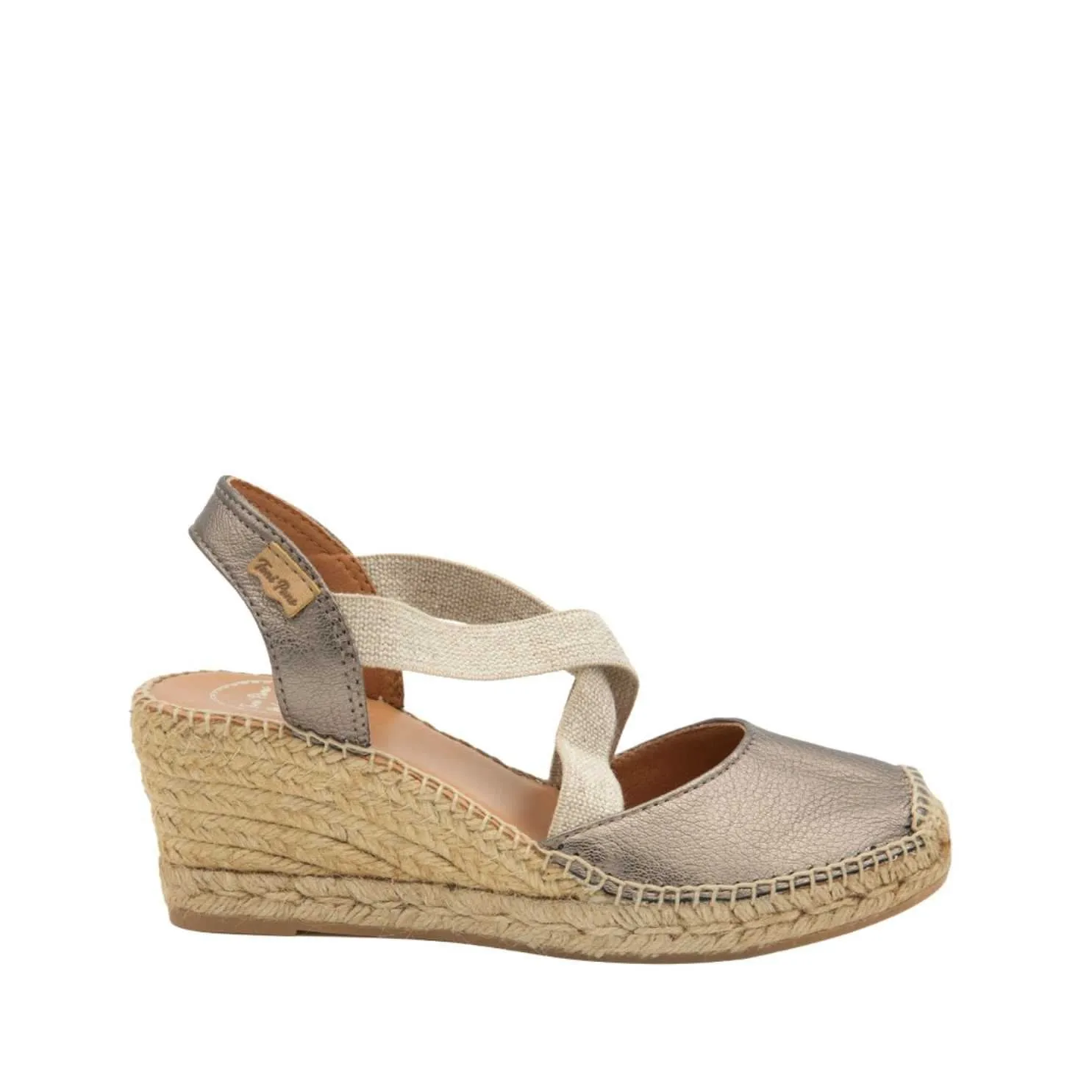 Plain Leather Wedge Espadrille for Women - Saba-P