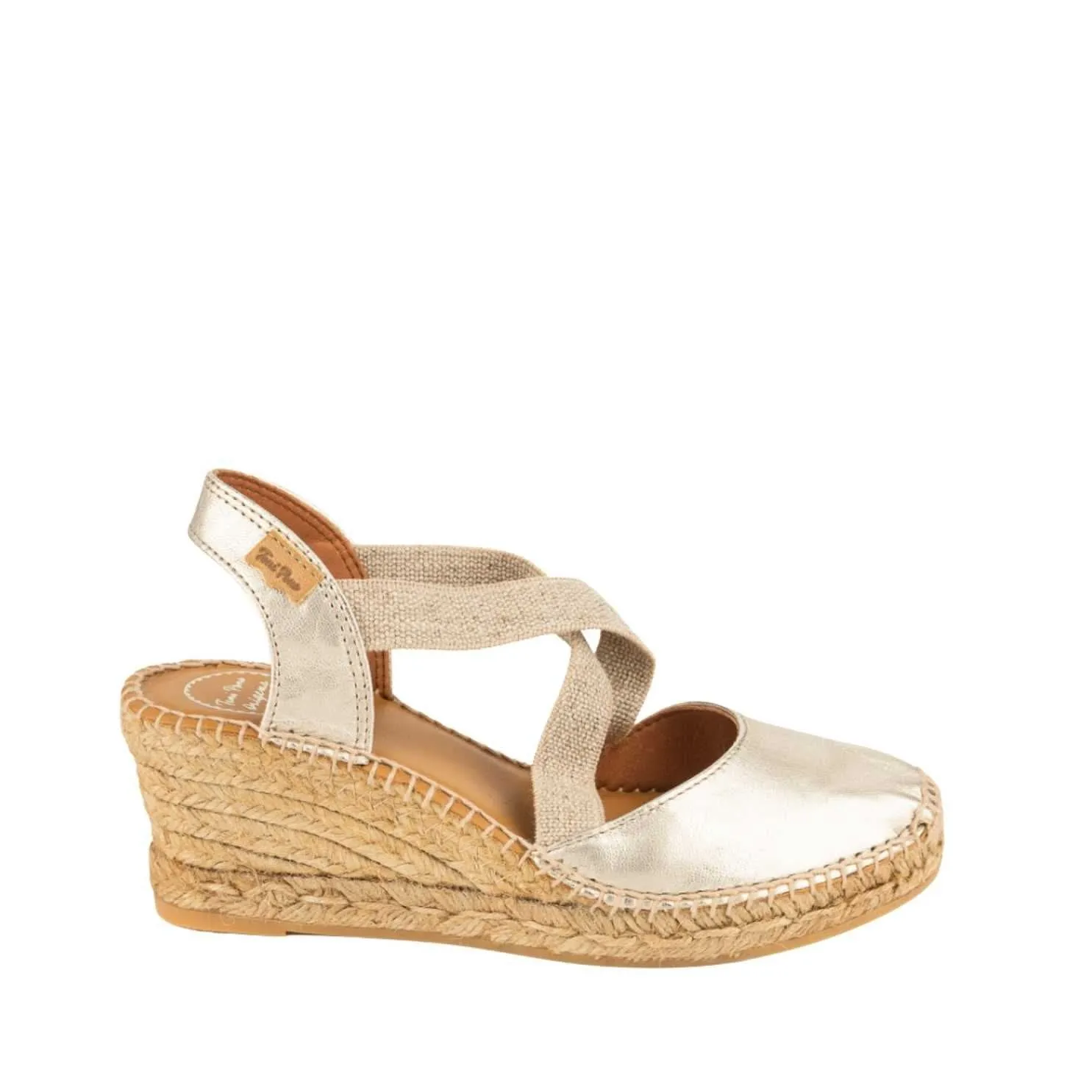 Plain Leather Wedge Espadrille for Women - Saba-P