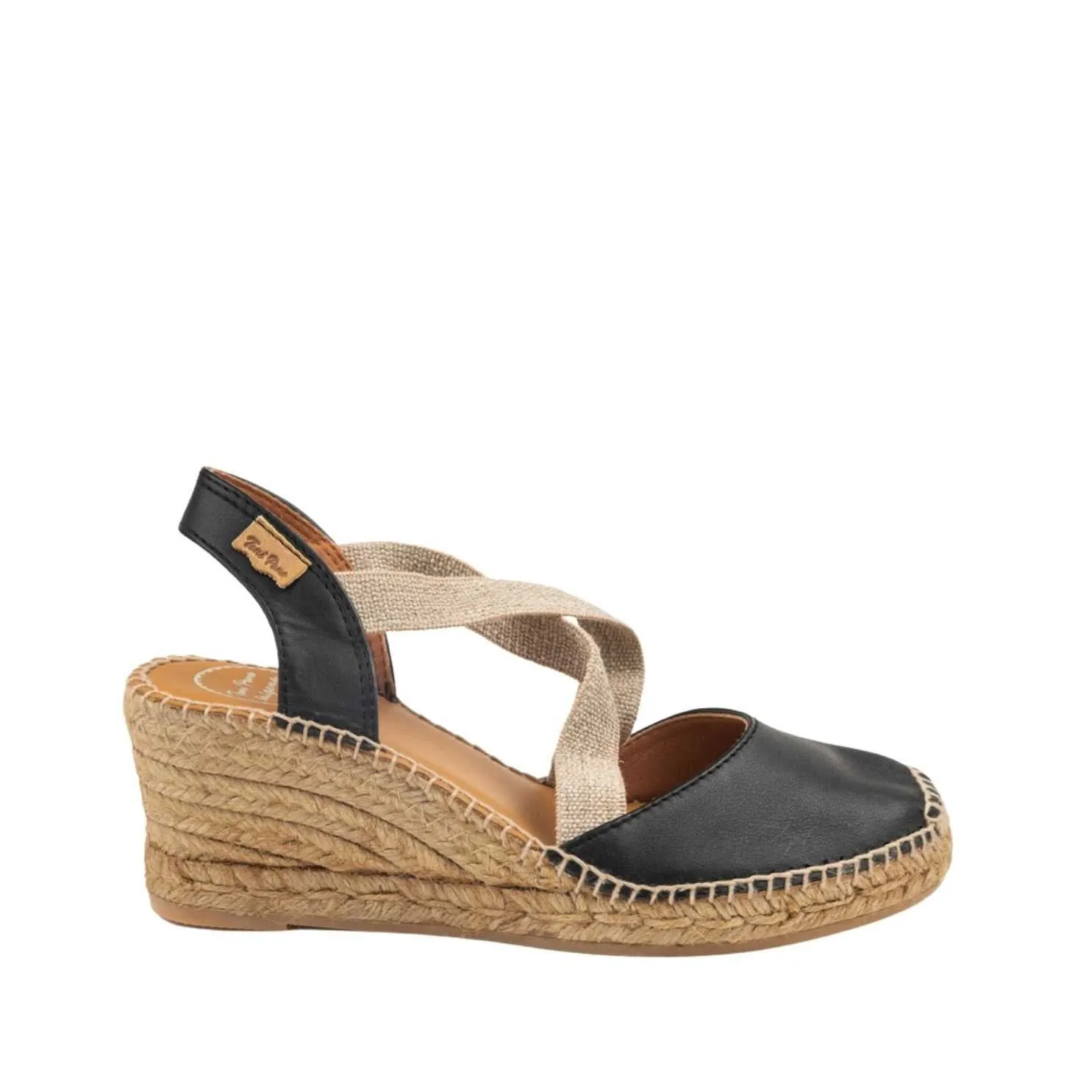 Plain Leather Wedge Espadrille for Women - Saba-P