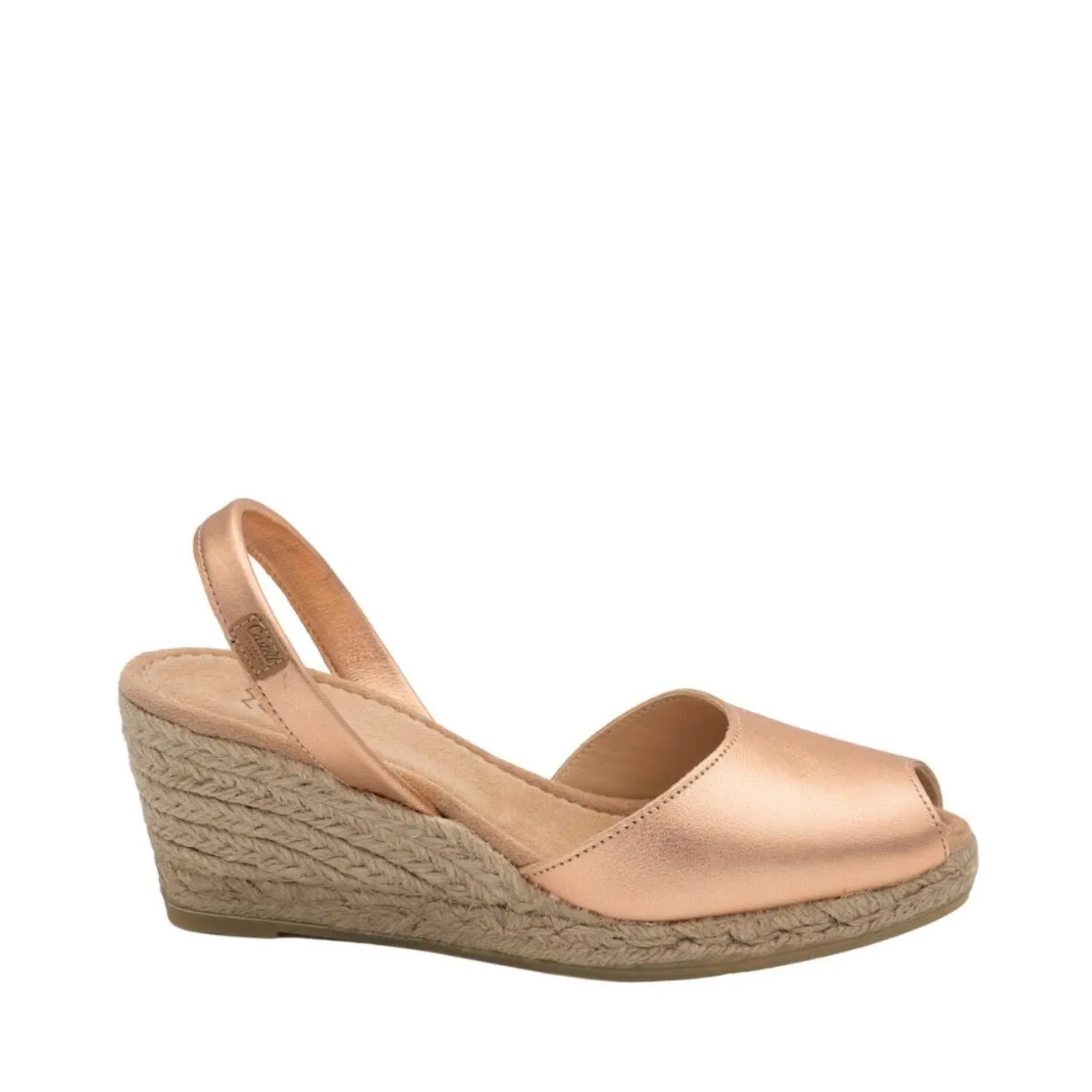 Plain Open Toe Leather Menorcan Espadrille for women - 2006 Frida Montada Metallic 5C