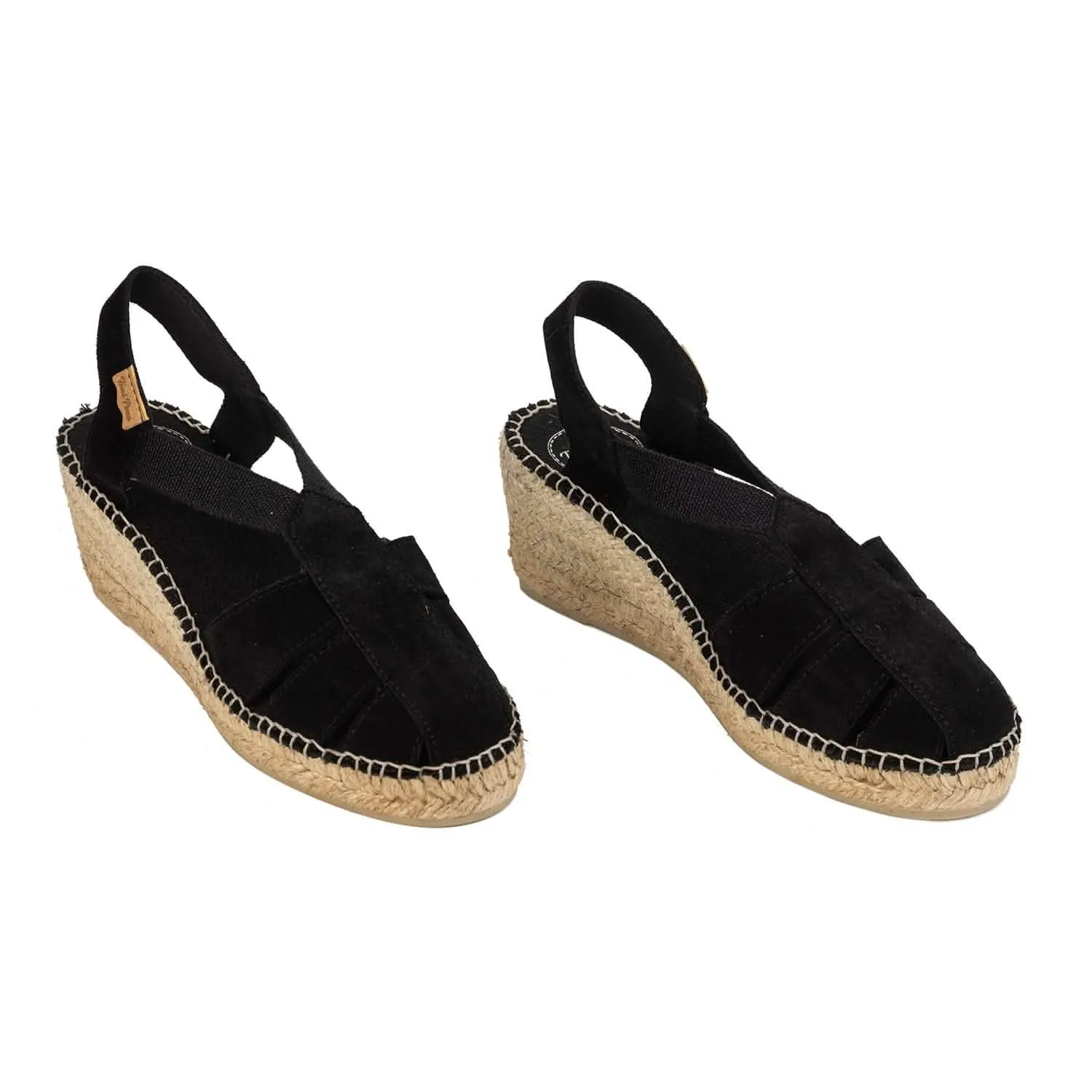 Plain Suede Leather Wedge Espadrille for Women - Trapa