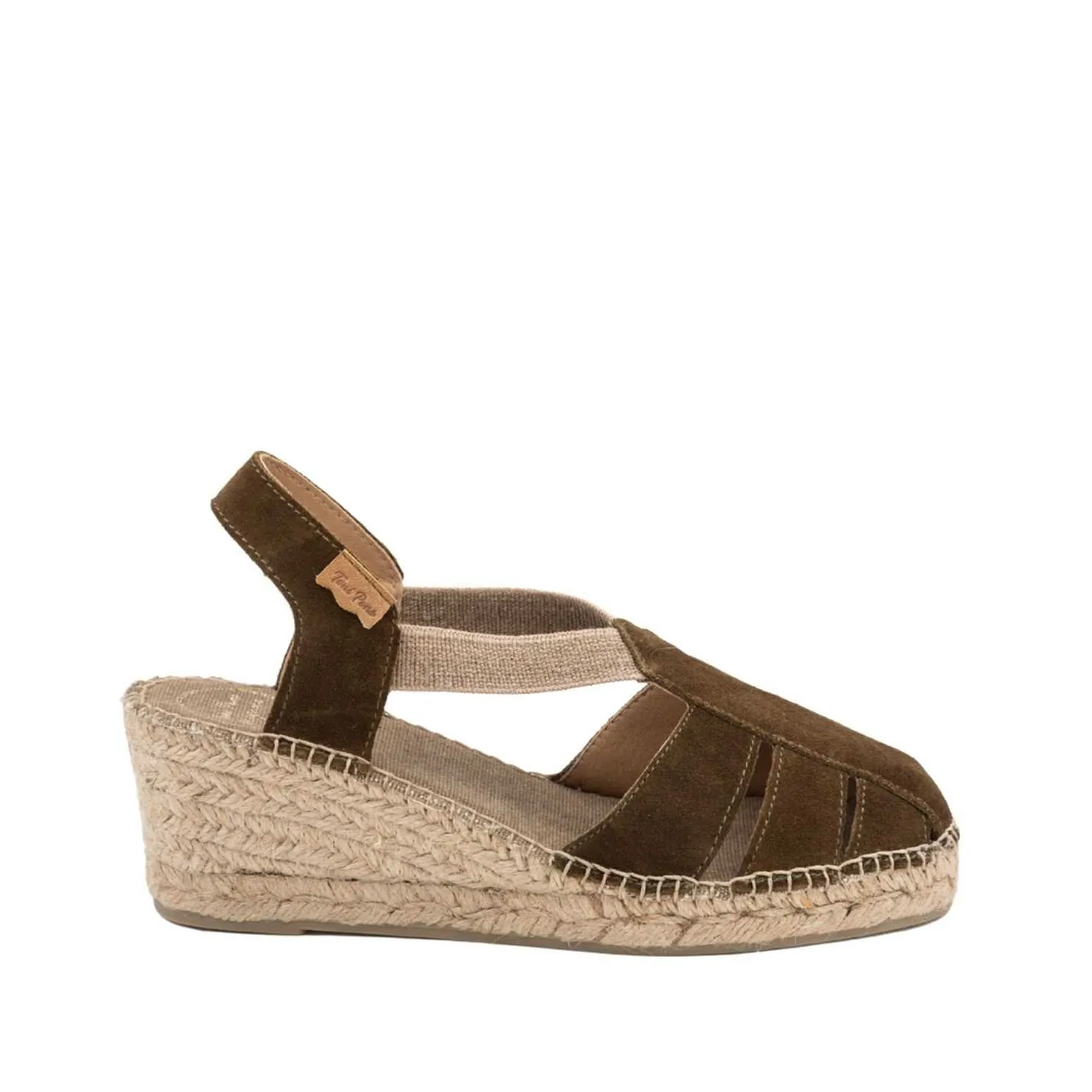 Plain Suede Leather Wedge Espadrille for Women - Trapa