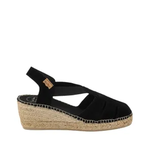 Plain Suede Leather Wedge Espadrille for Women - Trapa