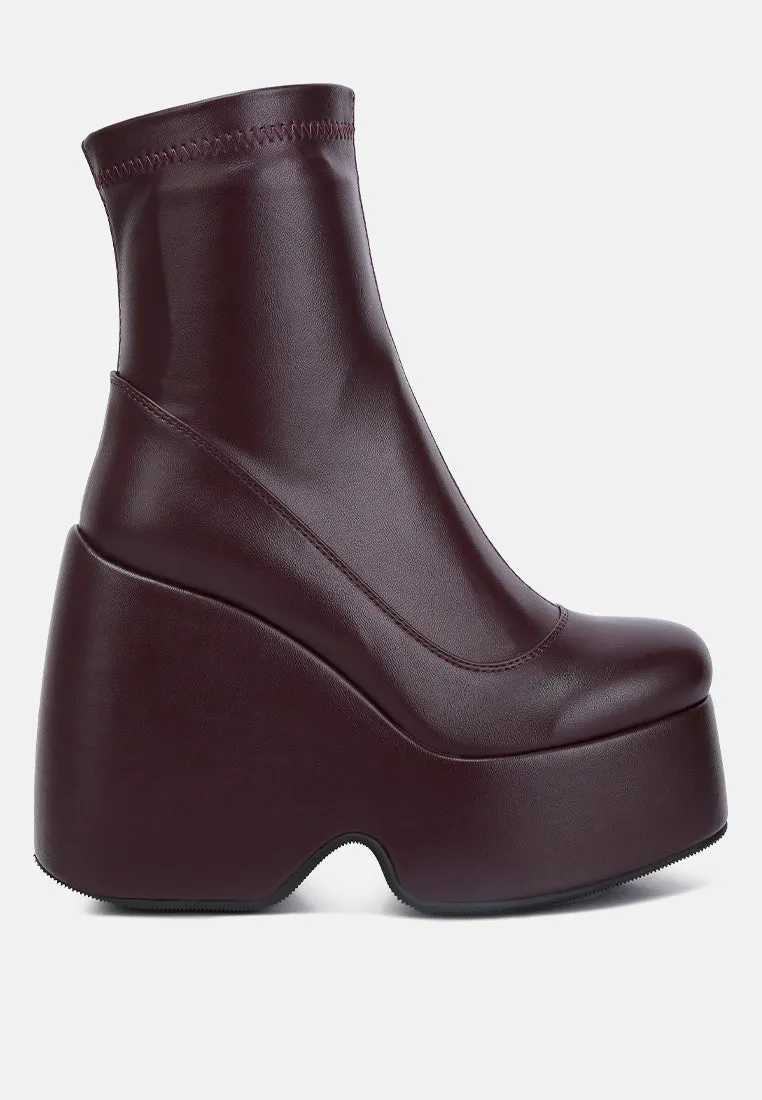 PURNELL Burgundy High Platform Ankle Boots