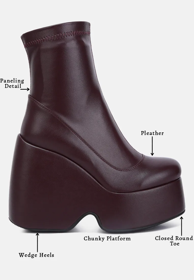 PURNELL Burgundy High Platform Ankle Boots