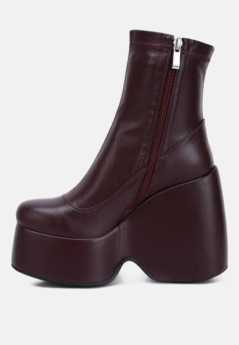 PURNELL Burgundy High Platform Ankle Boots