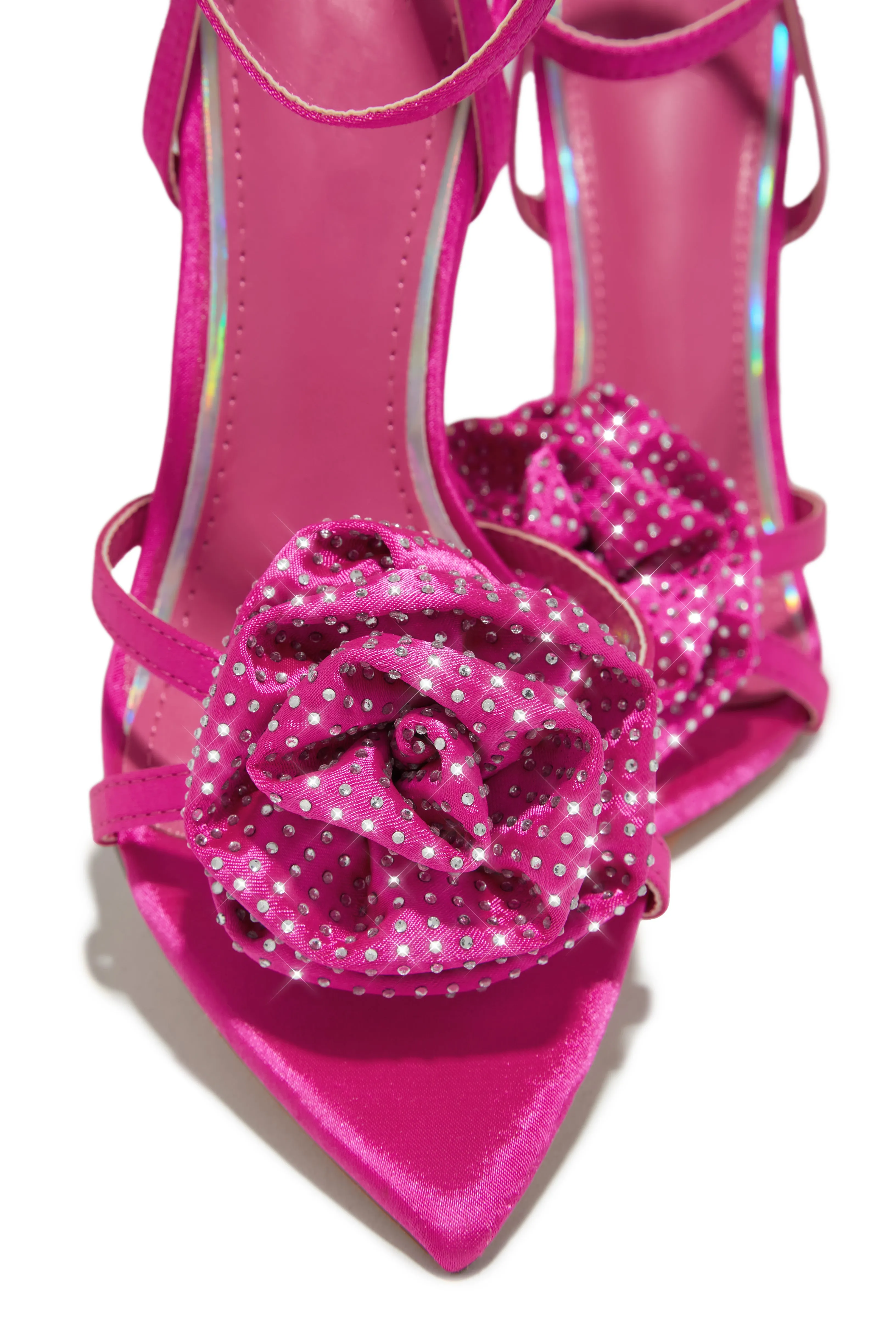 Rose Embellished Rose High Heels - Pink