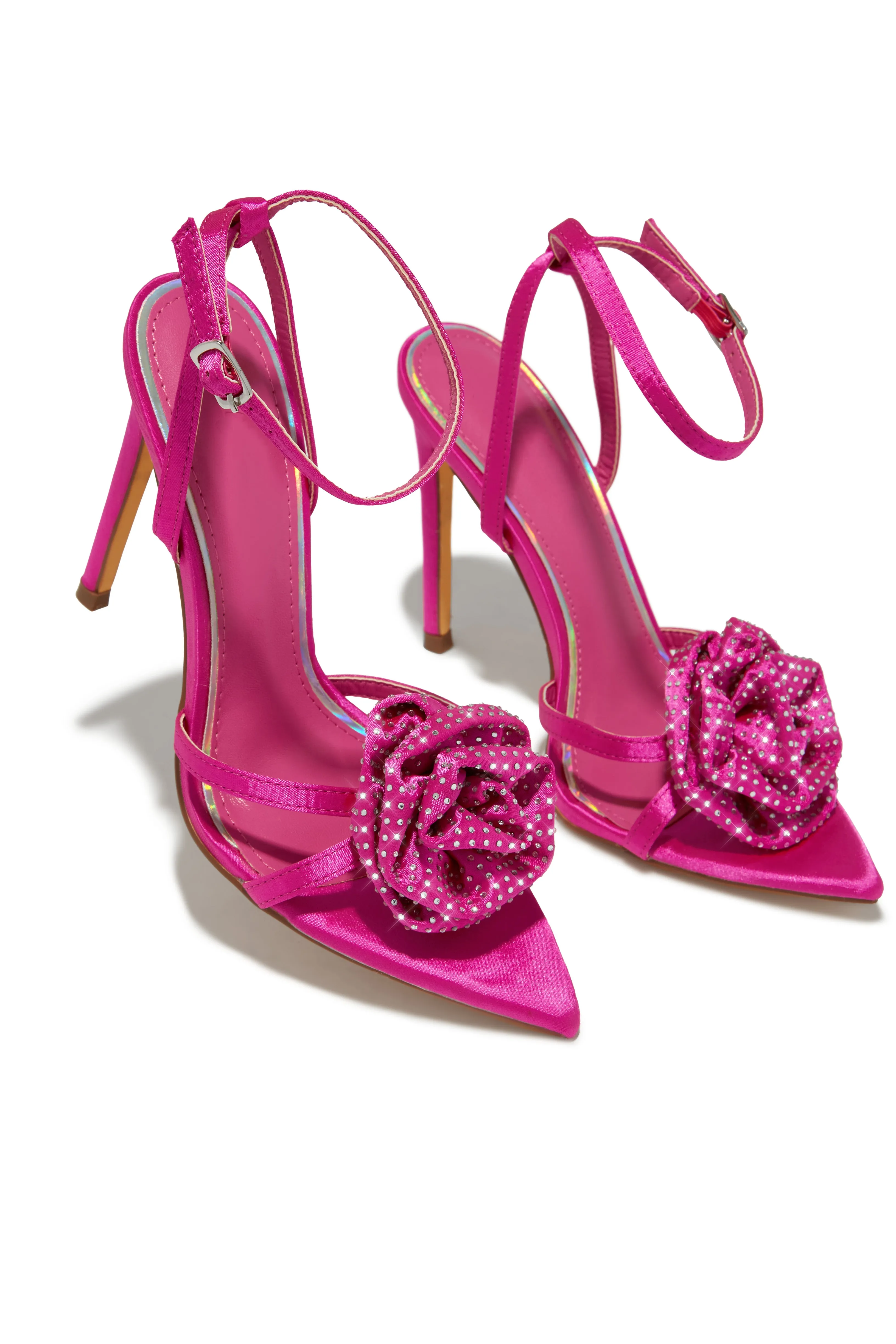 Rose Embellished Rose High Heels - Pink