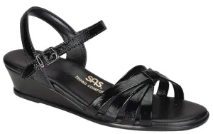 SAS WOMEN Strippy BLACK Quarter Strap Wedge Sandal STRIPPY013 Brandy's Shoes Made in USA