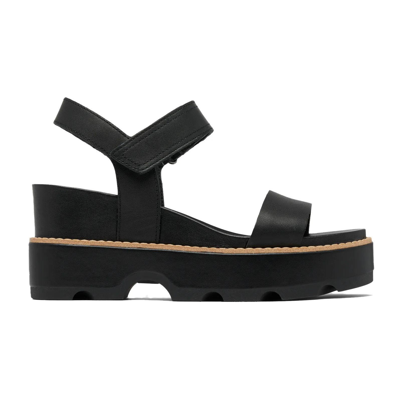 Sorel Joanie IV Ankle Strap Wedge Sandal (Women) - Black/Sea Salt