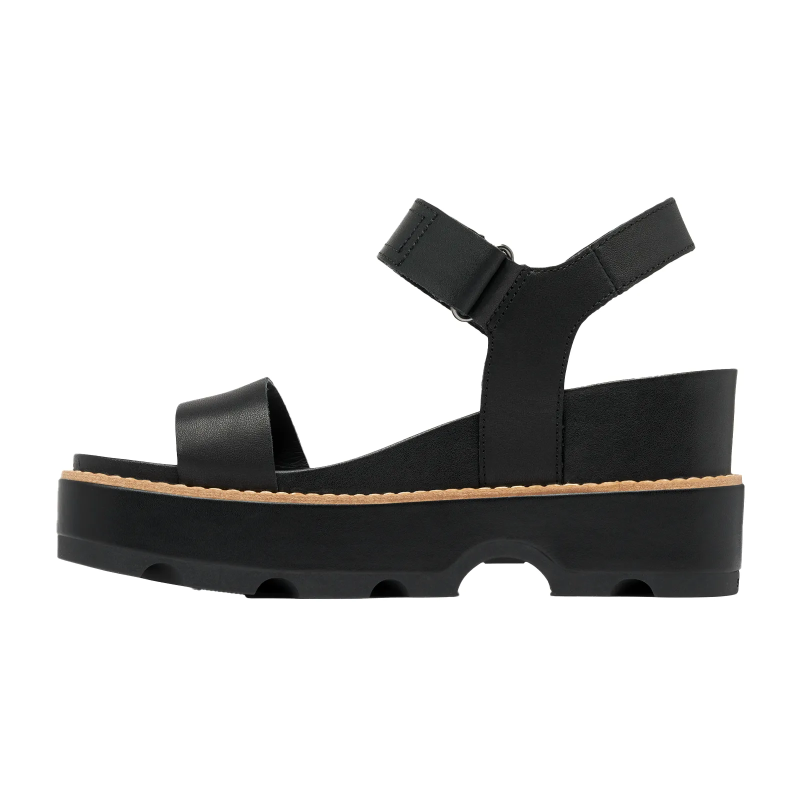 Sorel Joanie IV Ankle Strap Wedge Sandal (Women) - Black/Sea Salt