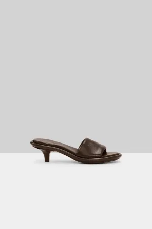 Spilla Leather Kitten Heel Sandal in Chocolate