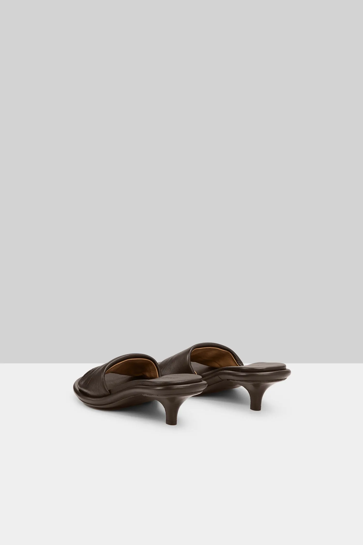 Spilla Leather Kitten Heel Sandal in Chocolate