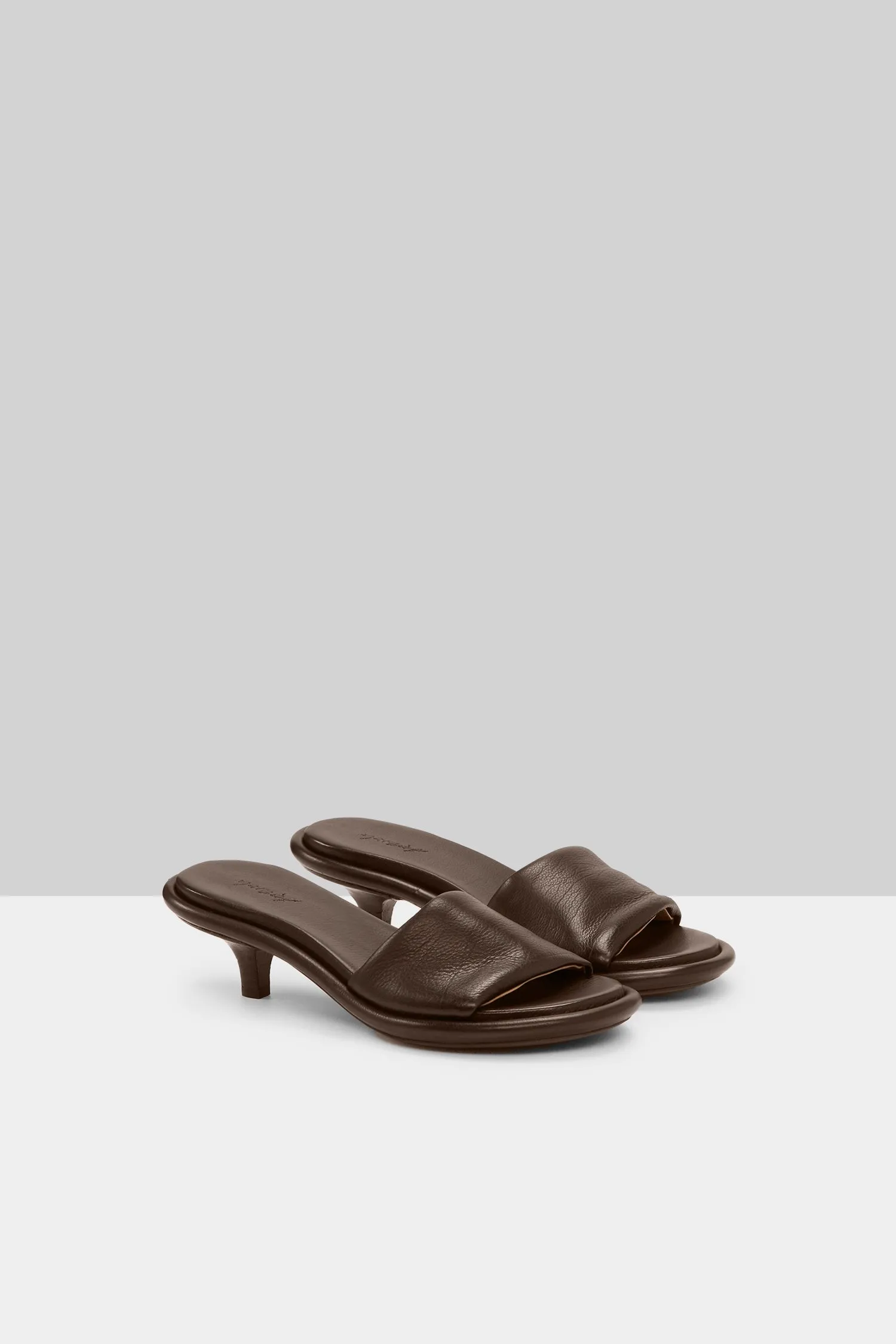 Spilla Leather Kitten Heel Sandal in Chocolate