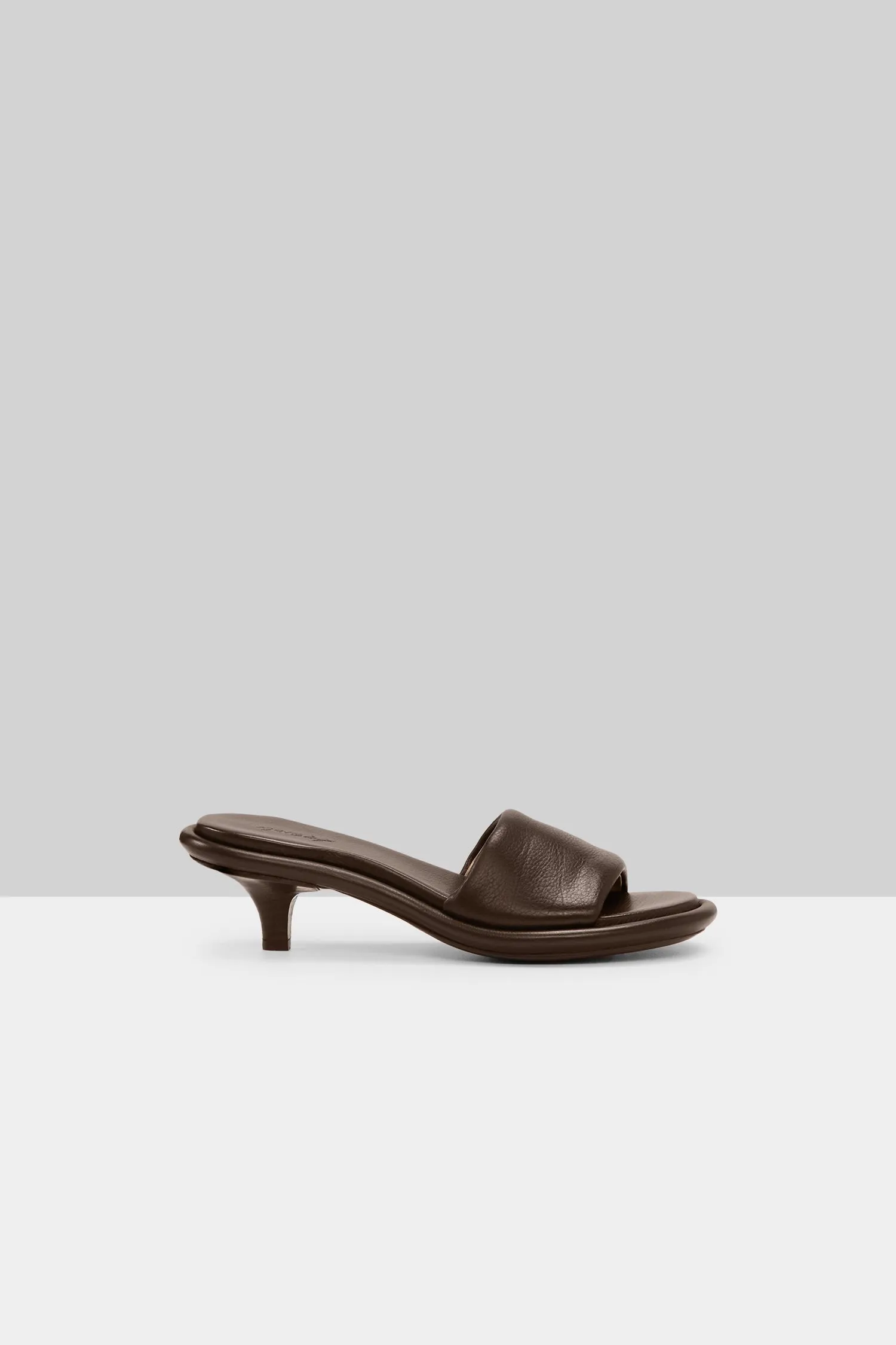 Spilla Leather Kitten Heel Sandal in Chocolate